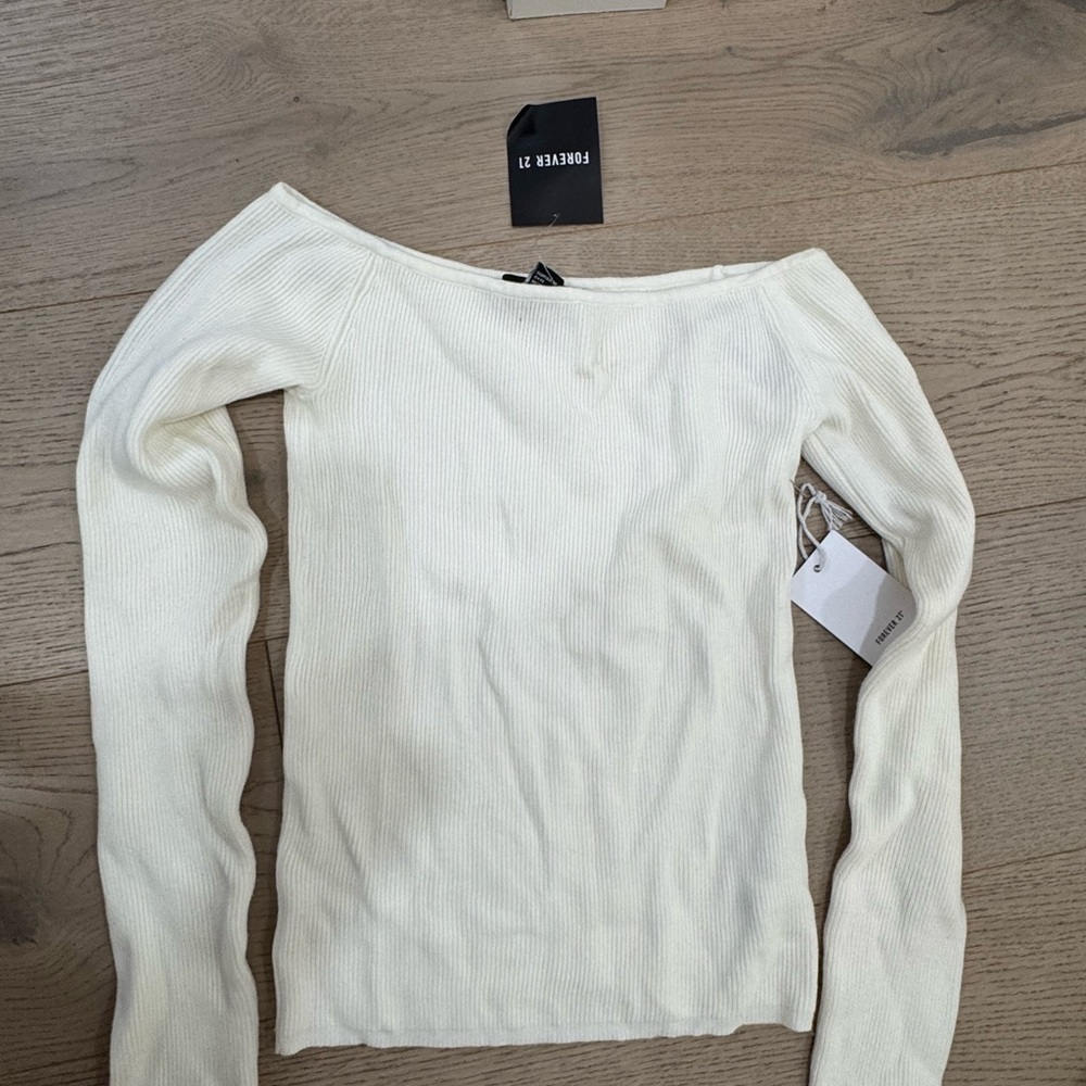 Forever 21 Cream Off-the-Shoulder Sweater